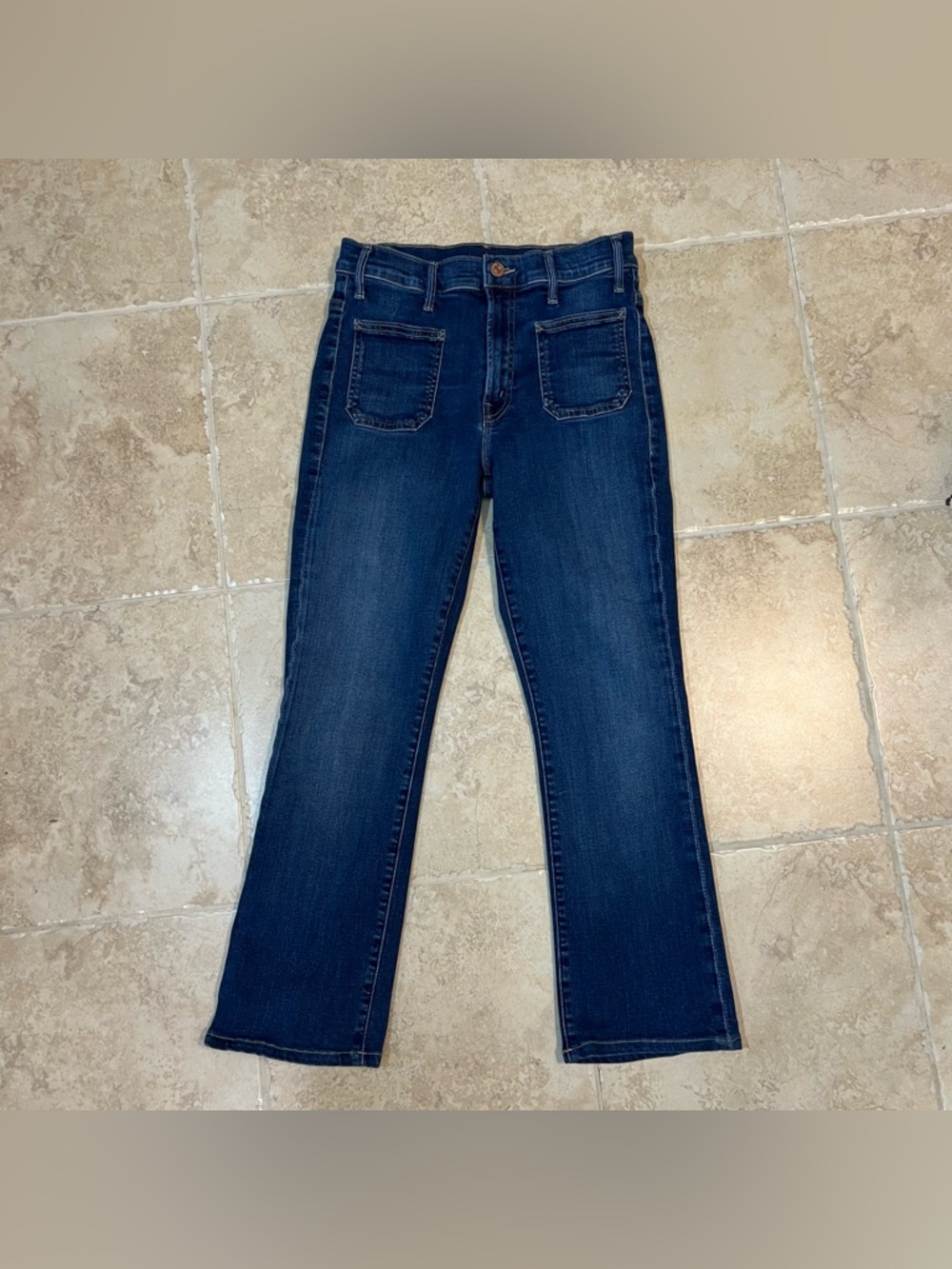 MOTHER Dark Blue Denim Patch Pocket Ankle Jeans 👖